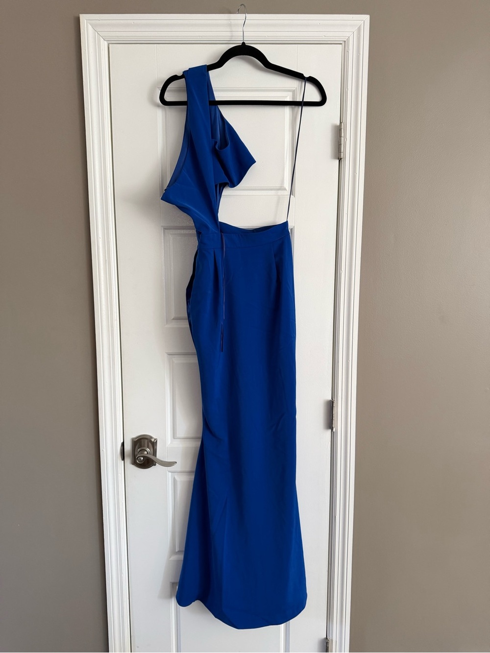 One-Shoulder Cobalt Blue Evening Gown